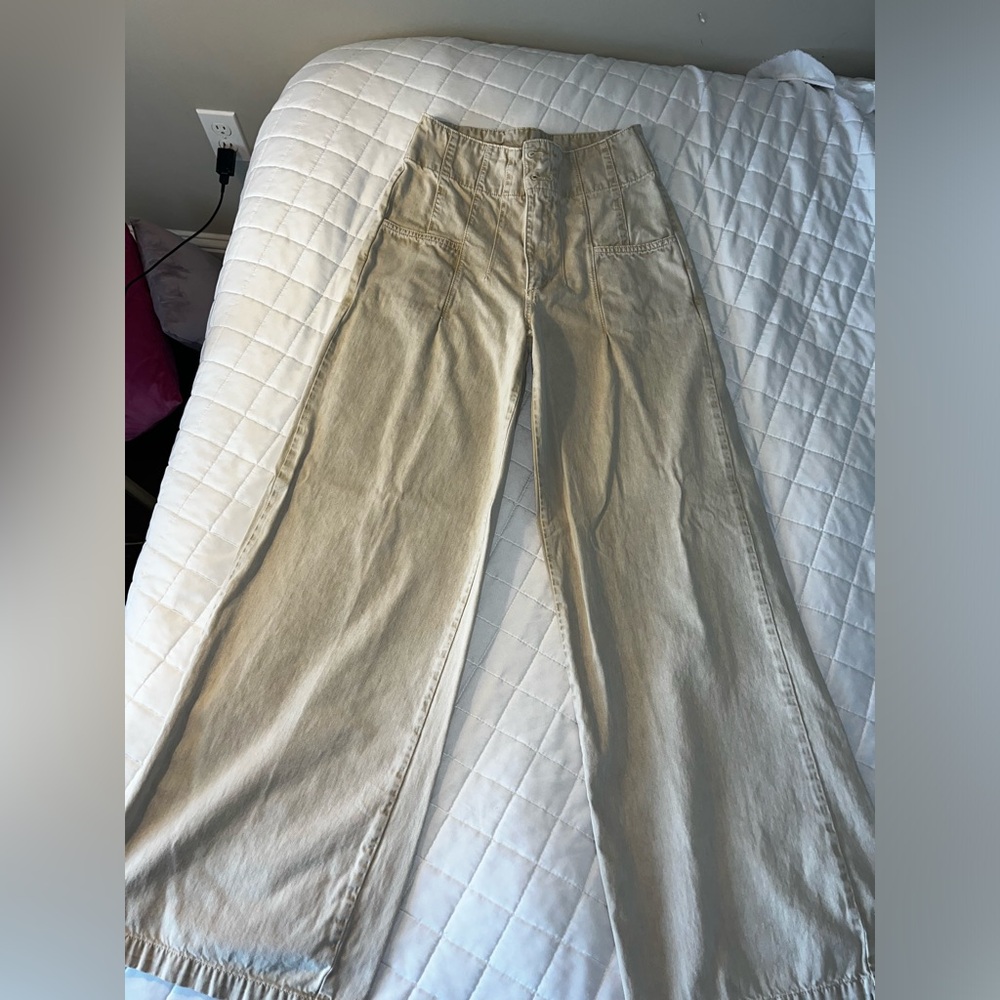 Free people high waisted tan jeans